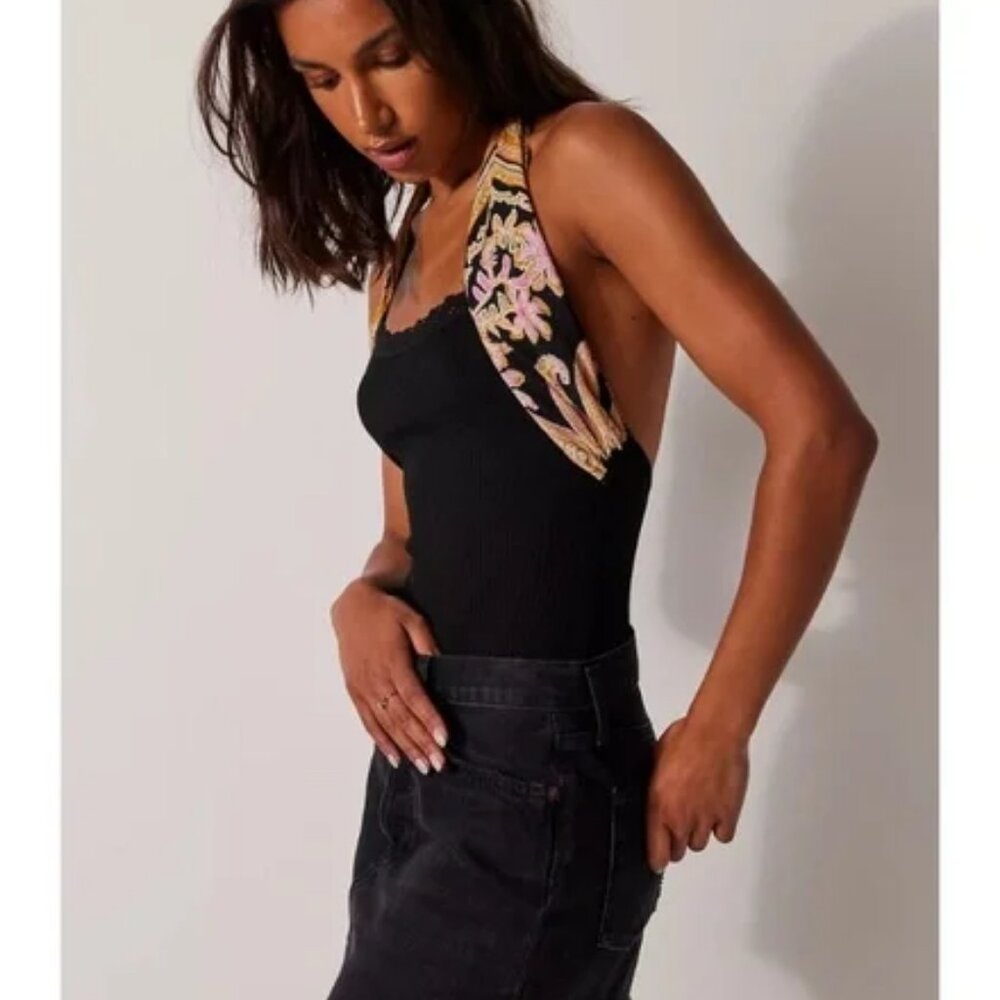 new FREE PEOPLE Eyes For U Halter Bodysuit  2T1 267